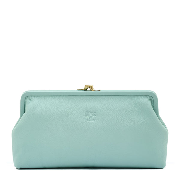 Manuela | Women's clutch bag in leather color sky blue botticelli