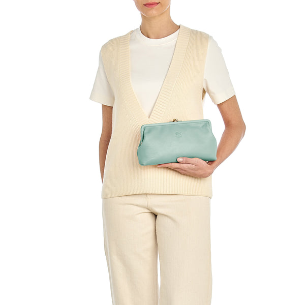 Manuela | Women's clutch bag in leather color sky blue botticelli