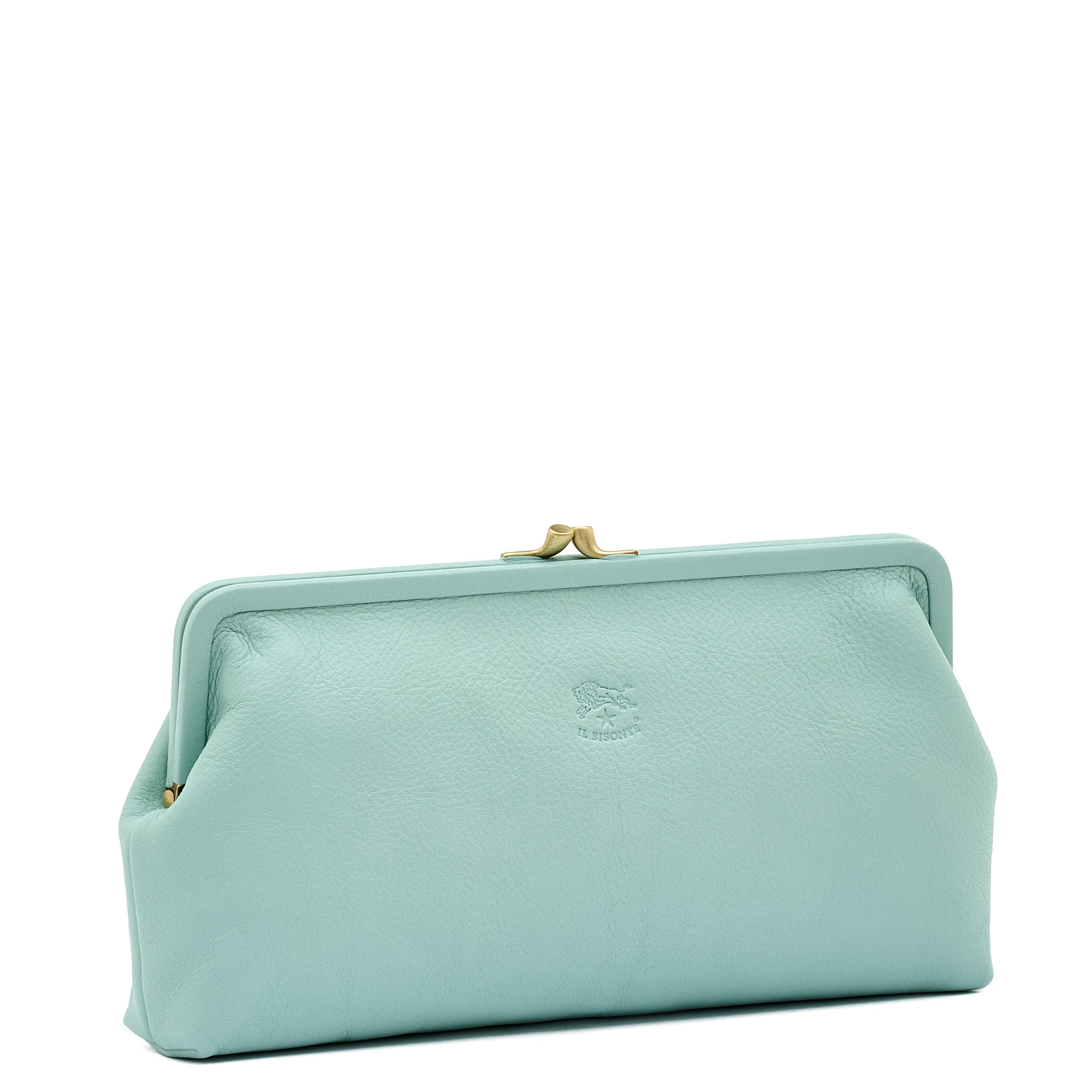 Manuela | Women's clutch bag in leather color sky blue botticelli