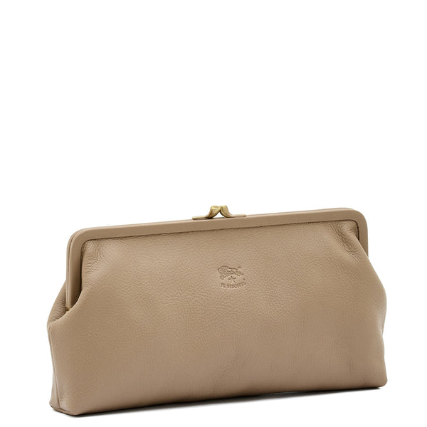 Manuela | Women's clutch bag in leather color beige vasari
