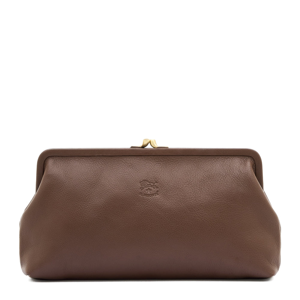 Manuela | Pochette da donna in pelle colore marrone tabacco — 
front view
 — 1 of 4