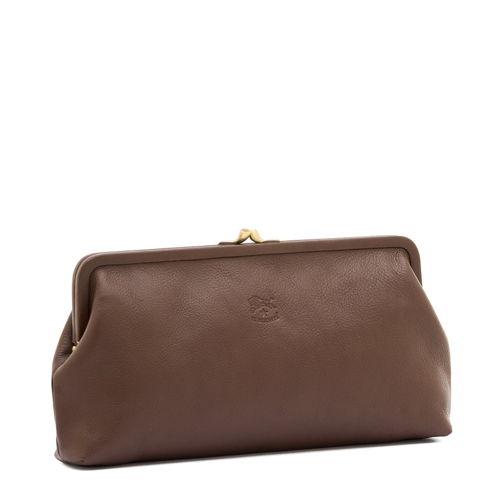 Manuela | Pochette da donna in pelle colore marrone tabacco — 
side view
 — 3 of 4