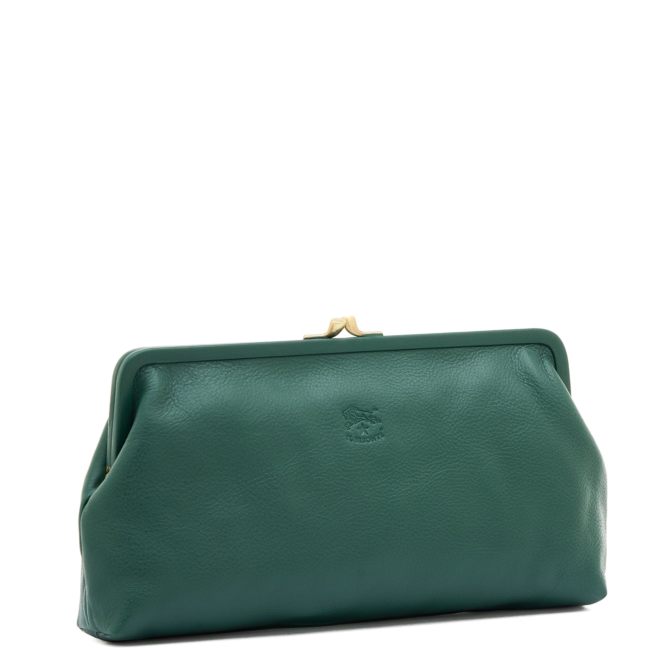 Manuela | Pochette da donna in pelle colore verde oleandro — 
side view
 — 3 of 4