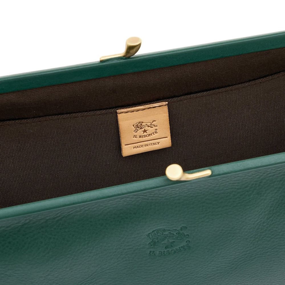 Manuela | Pochette da donna in pelle colore verde oleandro — 
interior detail view
 — 4 of 4