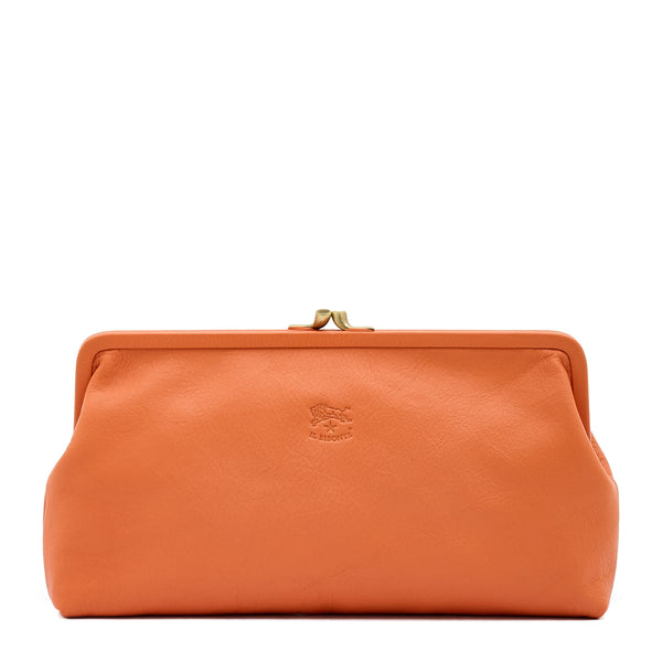Manuela | Women's clutch bag in leather color orange pontormo