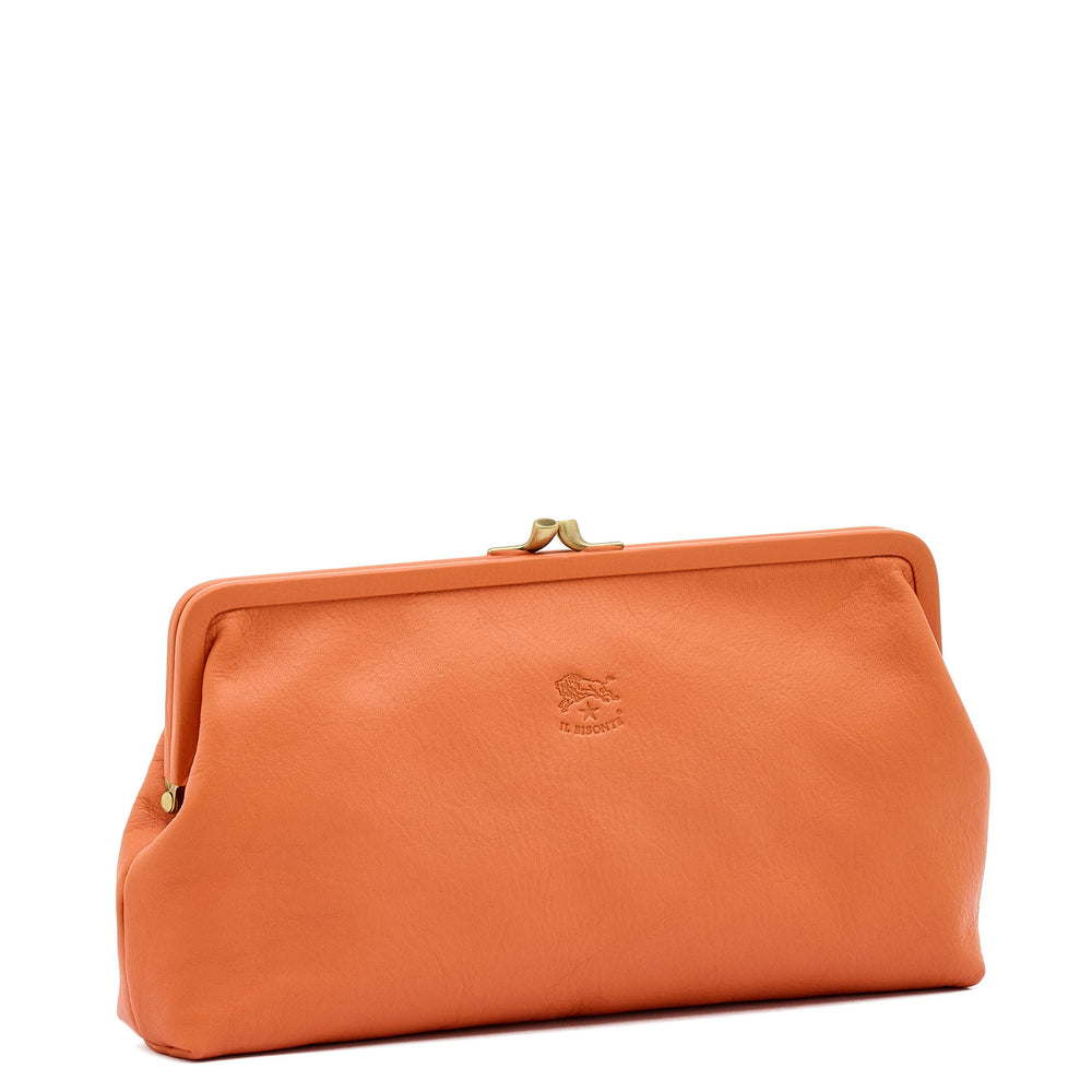 Manuela | Women's clutch bag in leather color orange pontormo