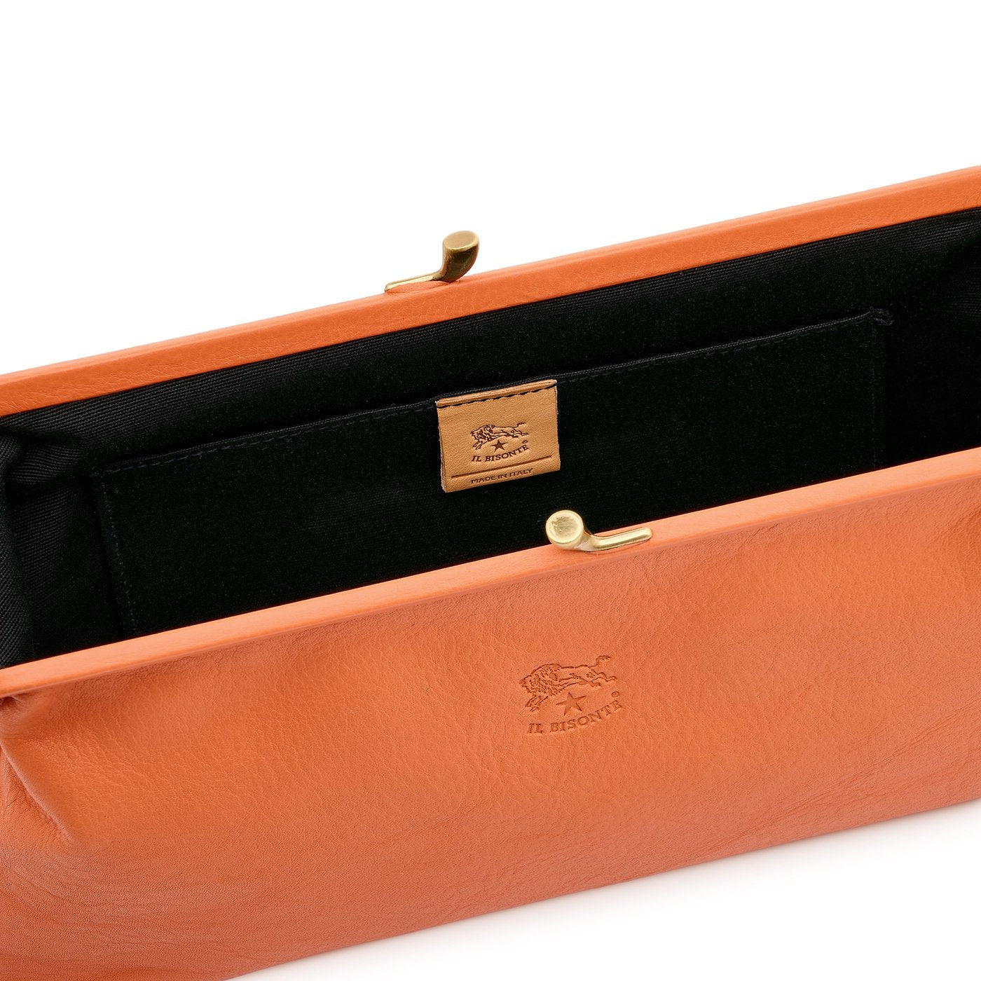 Manuela | Women's clutch bag in leather color orange pontormo