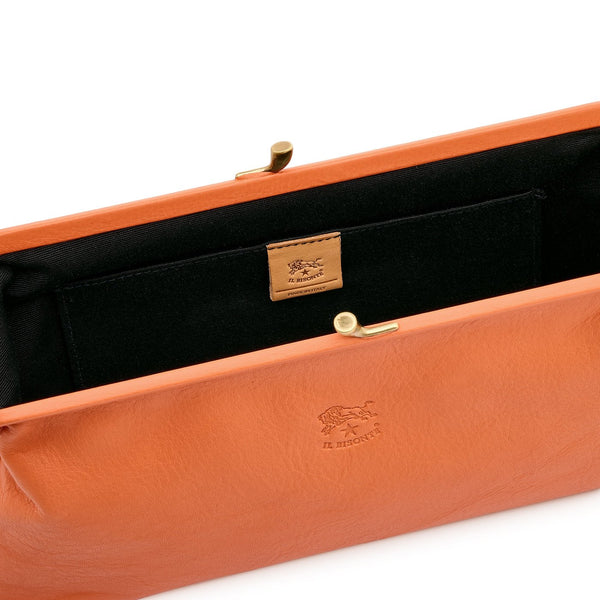 Manuela | Women's clutch bag in leather color orange pontormo
