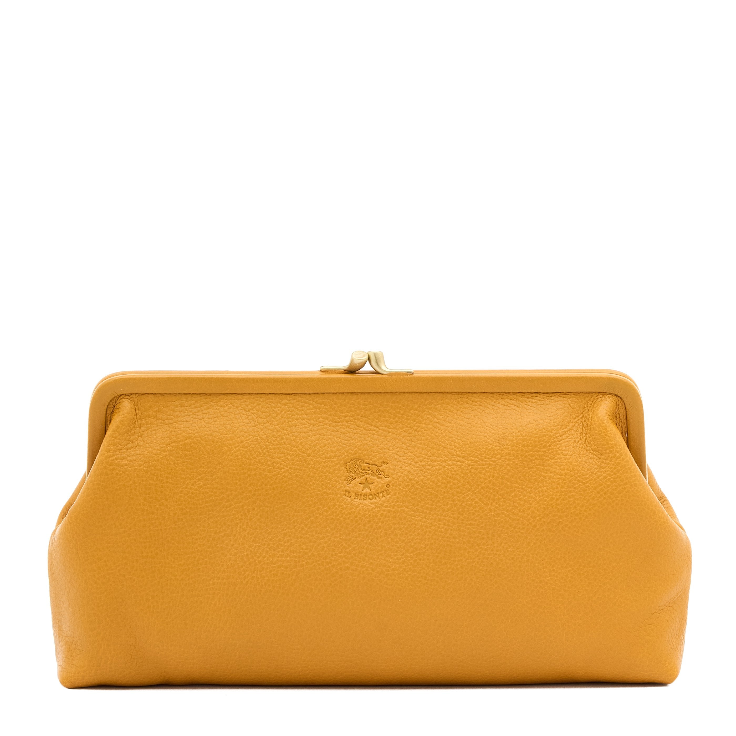 Manuela | Pochette da donna in pelle colore giallo narciso — 
front view
 — 1 of 4