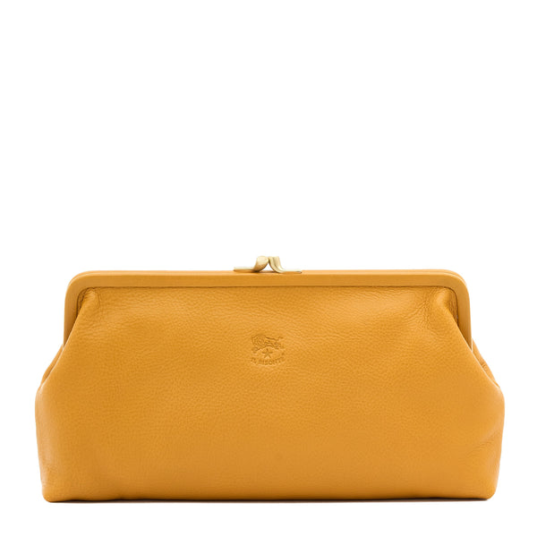 Manuela | Pochette da donna in pelle colore giallo narciso — 
front view
