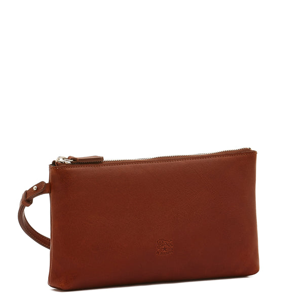 Oriuolo | Men's clutch bag in vintage leather color sepia
