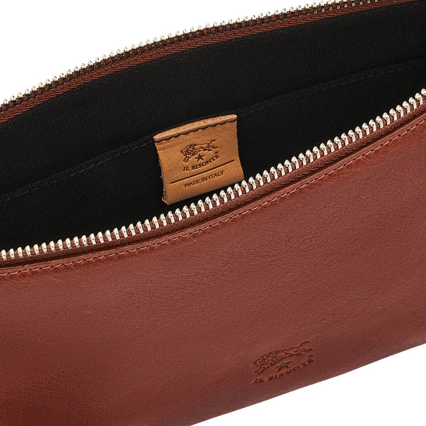 Oriuolo | Men's clutch bag in vintage leather color sepia