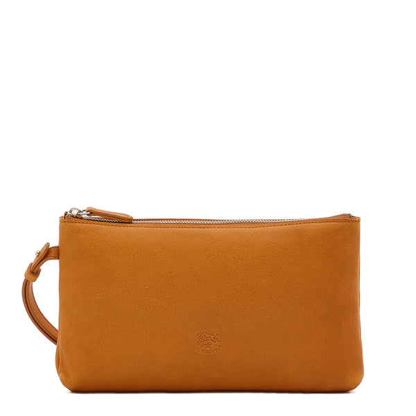 Oriuolo | Men's clutch bag in vintage leather color natural