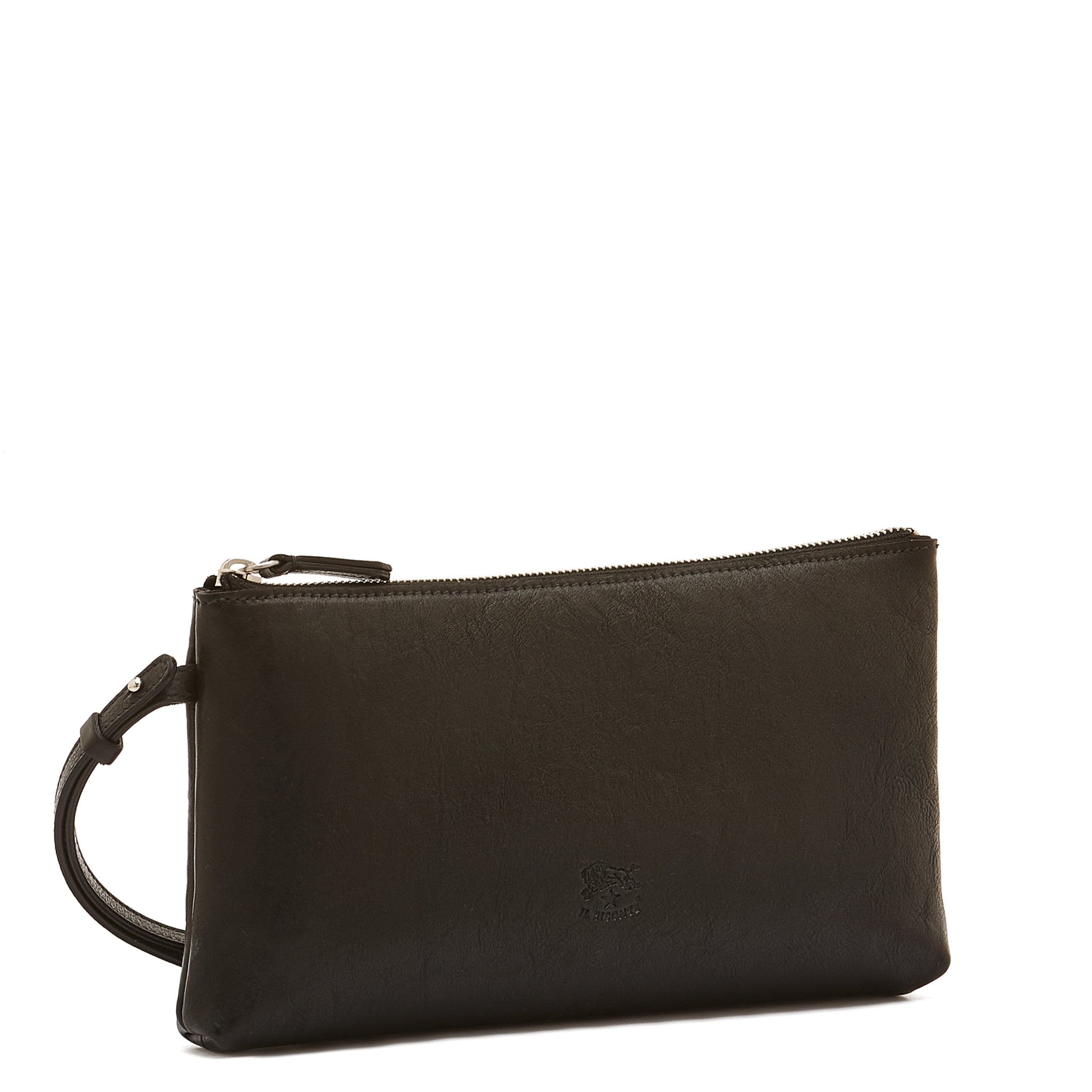 Oriuolo Men's clutch bag in vintage leather color black – Il Bisonte
