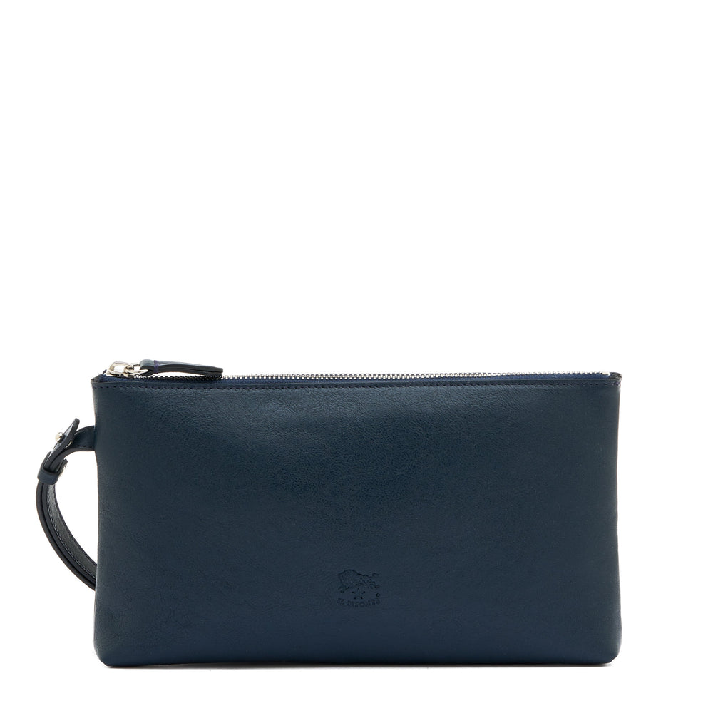 Oriuolo | Pochette pour homme en cuir vintage couleur bleu mezzanotte — 
front view
 — 1 of 4