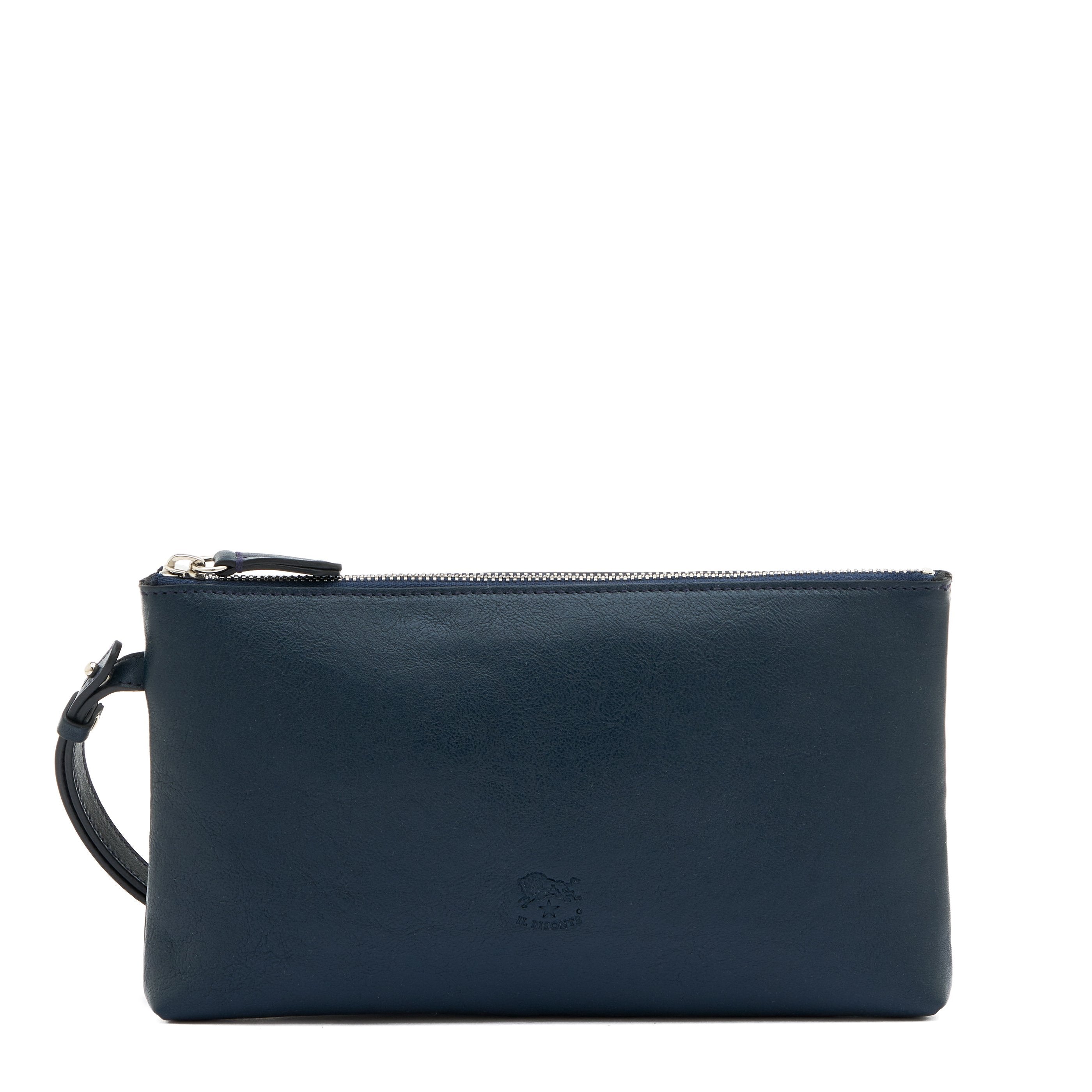 Oriuolo | Pochette pour homme en cuir vintage couleur bleu mezzanotte — 
front view
 — 1 of 4
