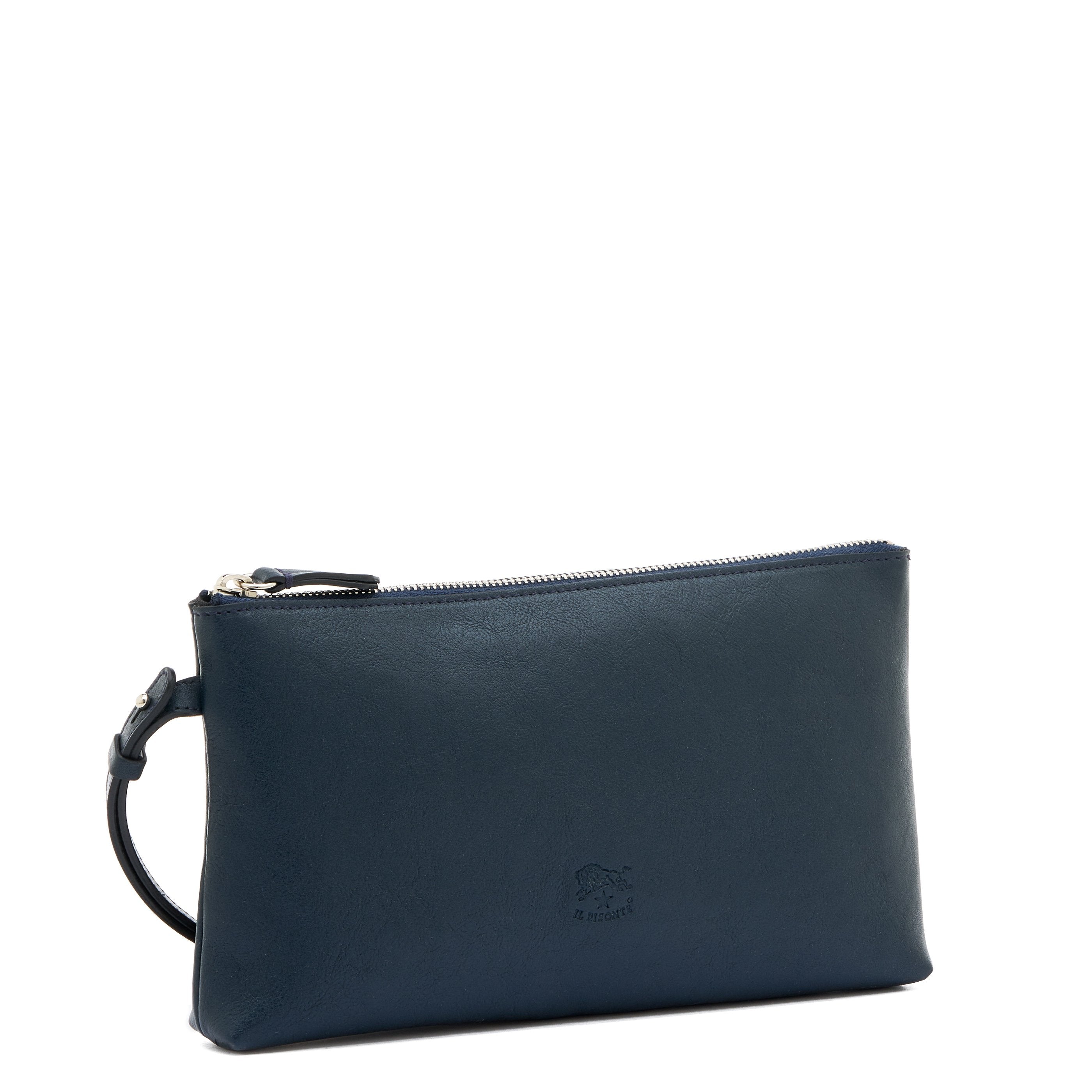 Oriuolo | Pochette pour homme en cuir vintage couleur bleu mezzanotte — 
side view
 — 3 of 4