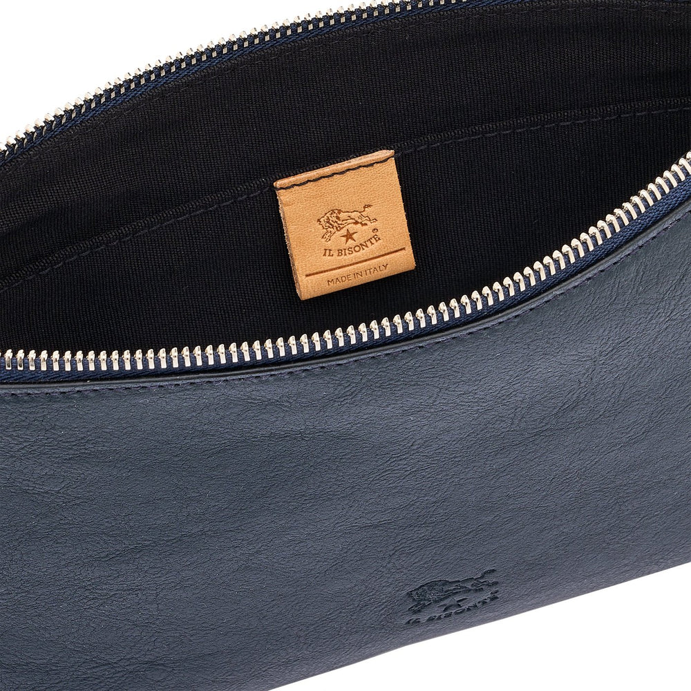 Oriuolo | Pochette pour homme en cuir vintage couleur bleu mezzanotte — 
interior detail view
 — 4 of 4