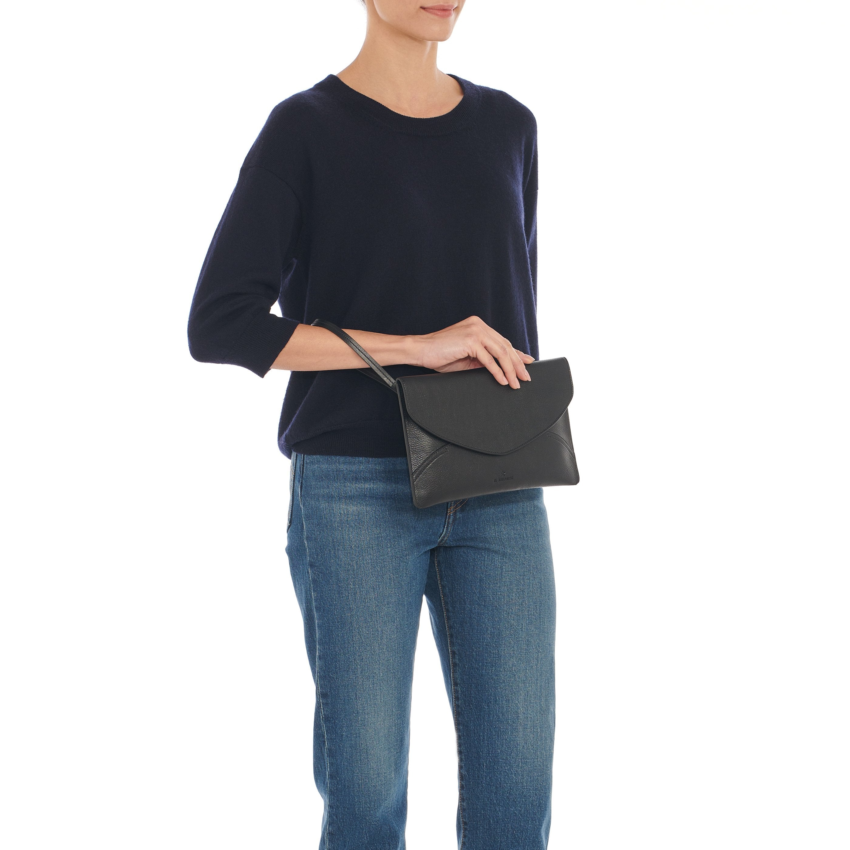 Esperia | Women's clutch bag in leather color black