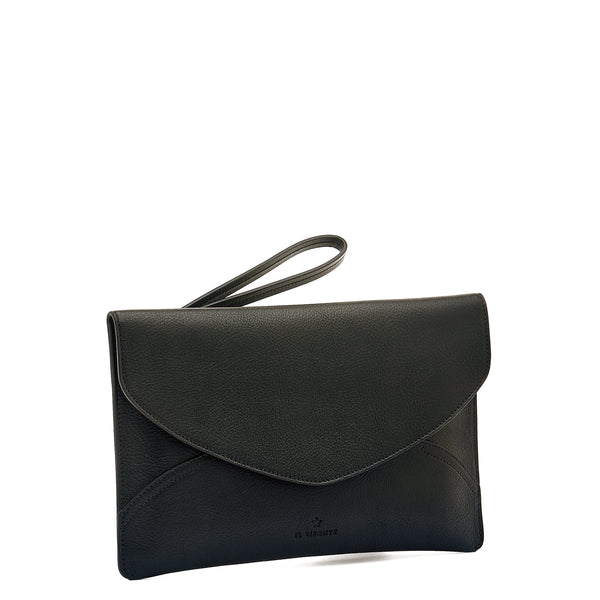 Esperia | Women's clutch bag in leather color black