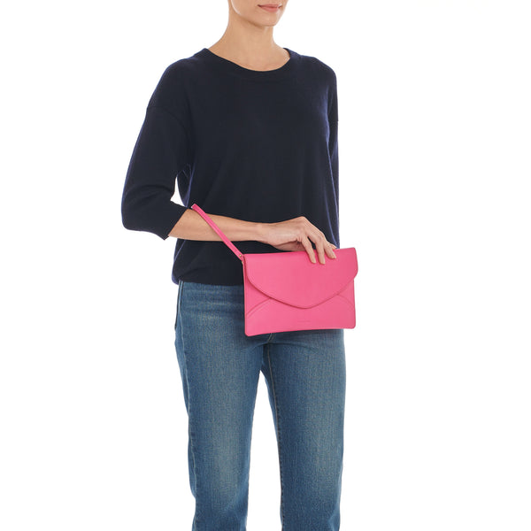 Esperia | Women's clutch bag in leather color azalea
