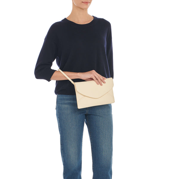 Esperia | Women's clutch bag in leather color white