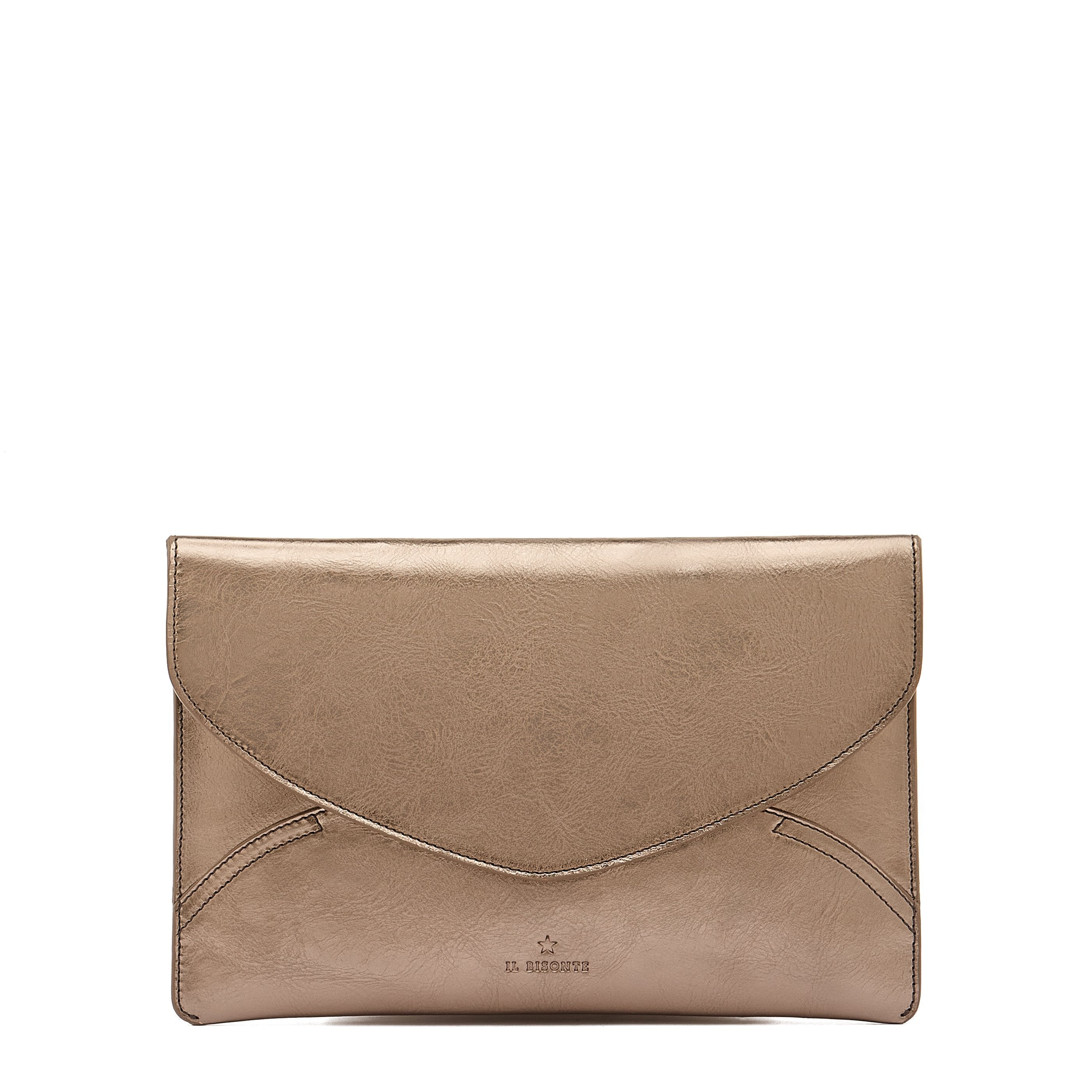 Esperia | Women's Clutch Bag in Metallic Leather color Metallic Bronze