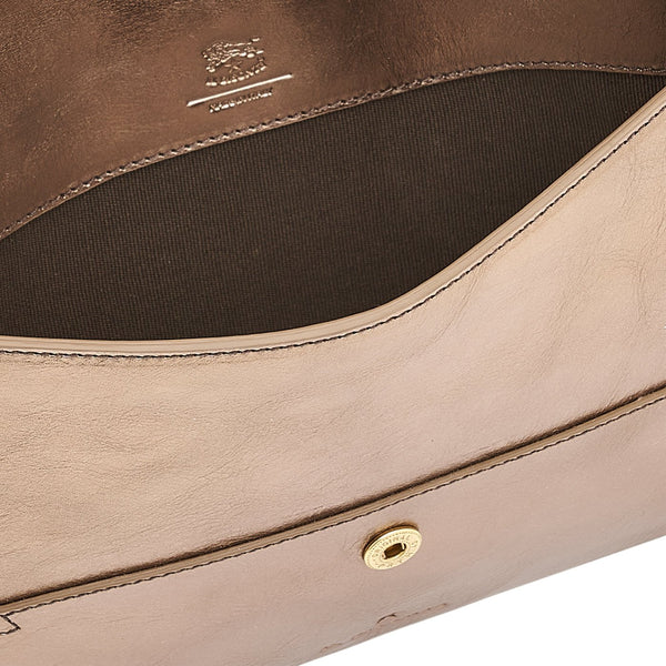 Esperia | Women's clutch bag in metallic leather color metallic bronze