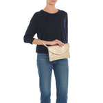 Esperia | Women's Clutch Bag in Metallic Leather color Metallic Platinum