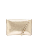 Esperia | Women's clutch bag in metallic leather color metallic platinum
