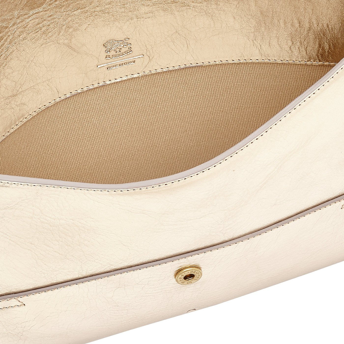 Esperia | Women's clutch bag in metallic leather color metallic platinum