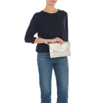 Esperia | Women's Clutch Bag in Metallic Leather color Metallic Silver