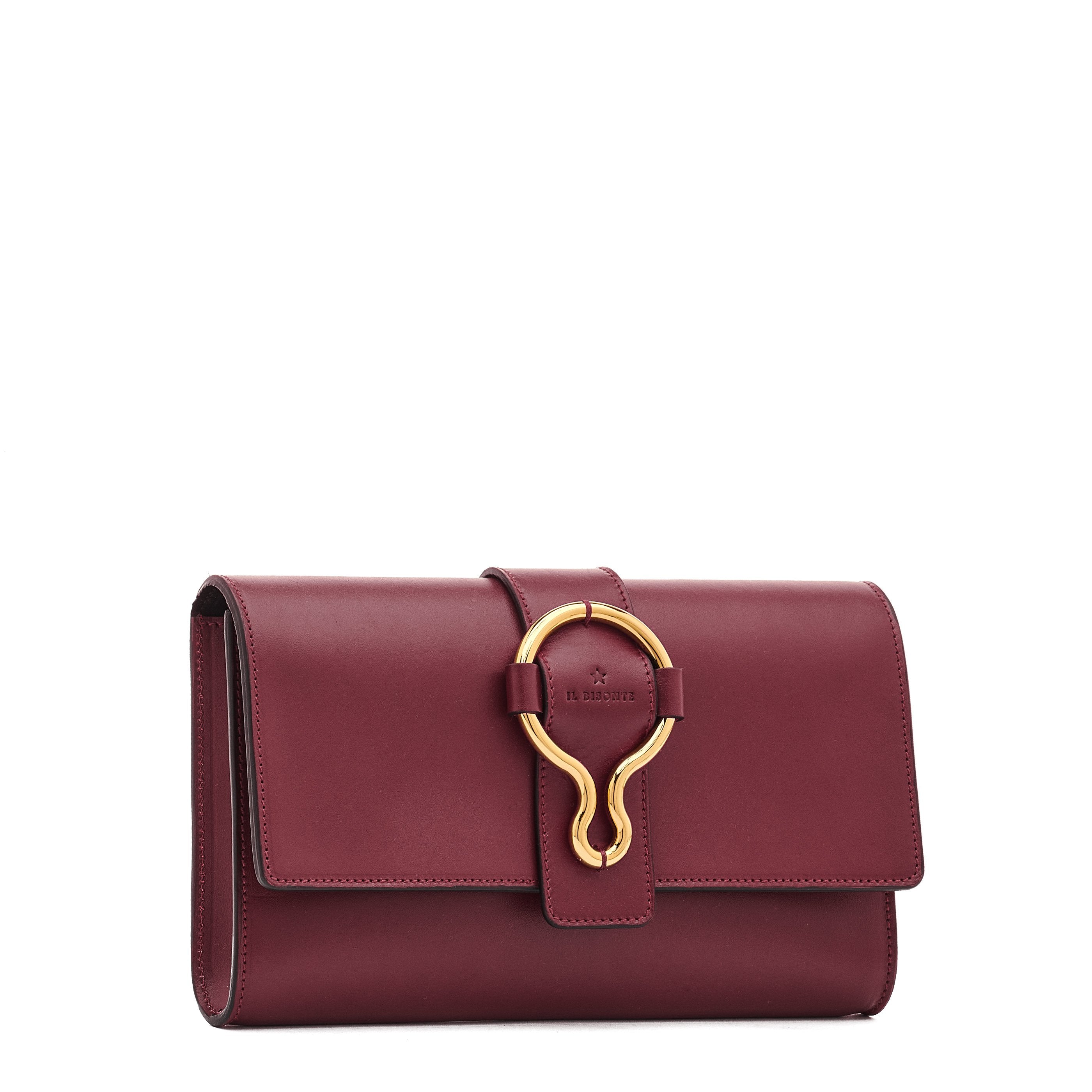 Consuelo Women's clutch bag in leather color black cherry – Il