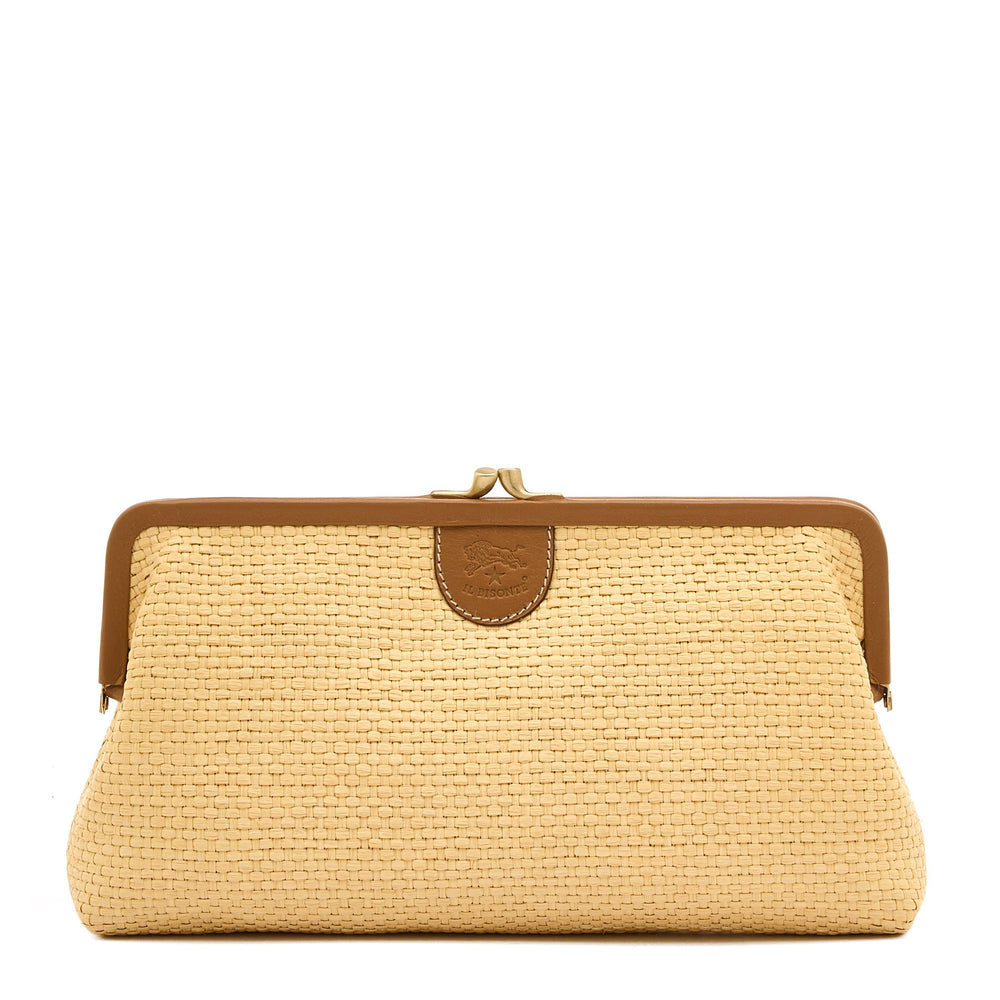 Raffia | Pochette da donna in tessuto colore beige / gianduia