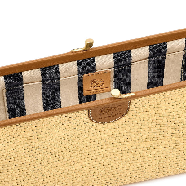 Raffia | Pochette da donna in tessuto colore beige / gianduia