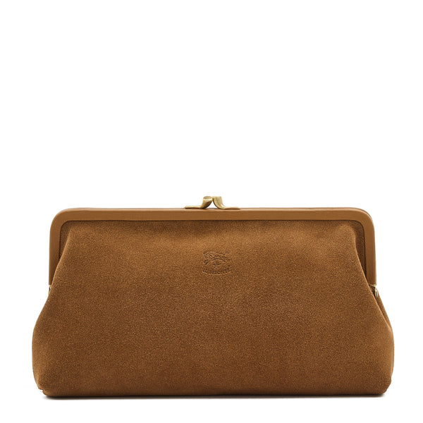 Pochette da donna in suede colore gianduia
