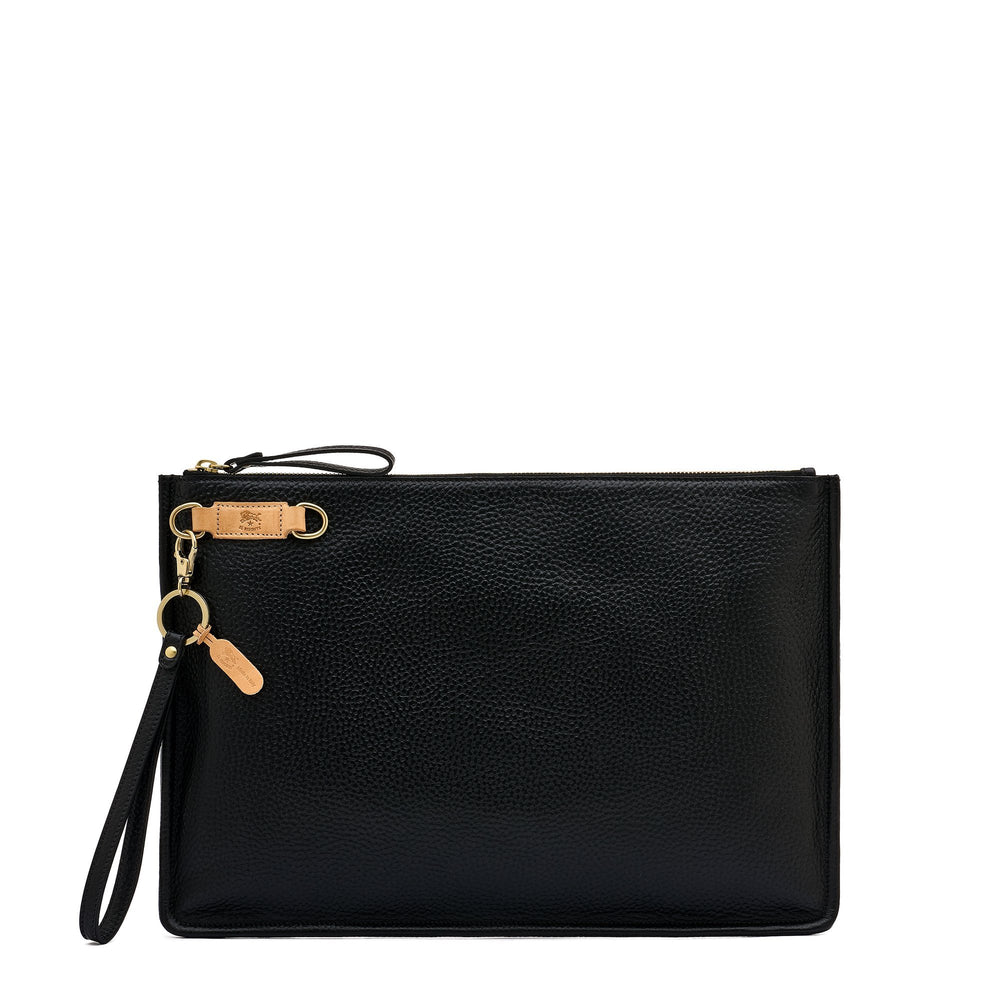 Segno | Pochette pour homme en cuir couleur noir — 
front view
 — 1 of 4