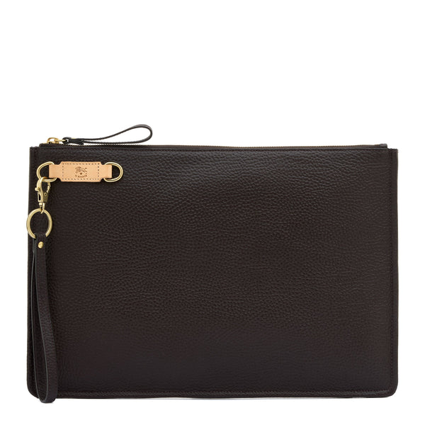 Segno | Pochette pour homme en cuir couleur brun — 
front view
