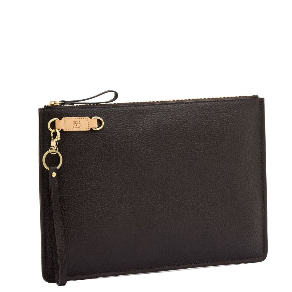 Segno | Pochette da uomo in pelle colore marrone — 
side view
 — 3 of 4