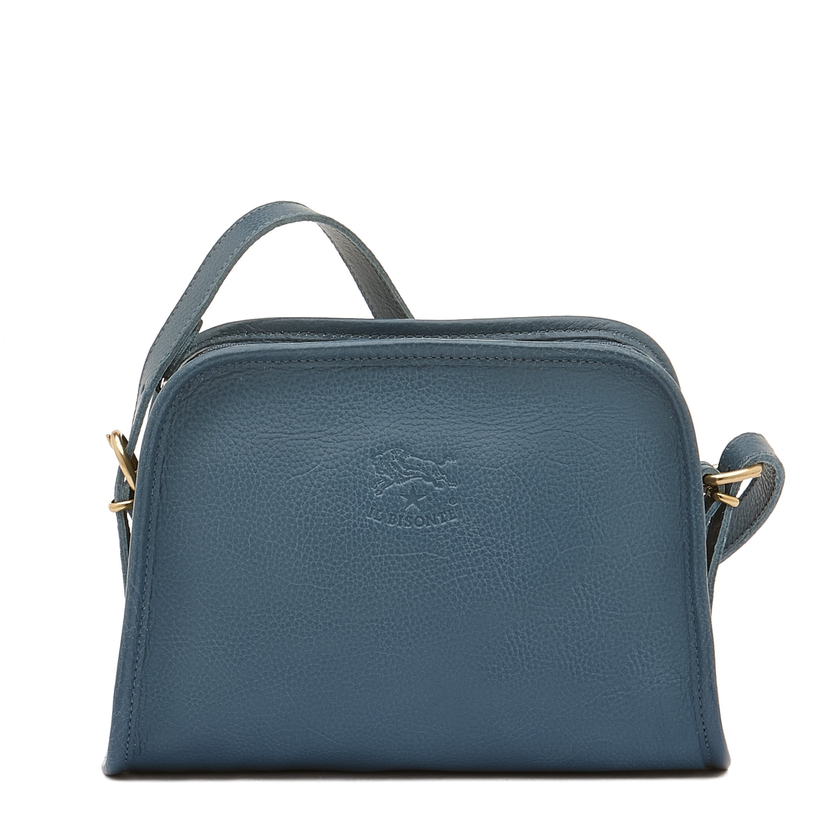 Women's crossbody bag in leather color blue denim – Il Bisonte