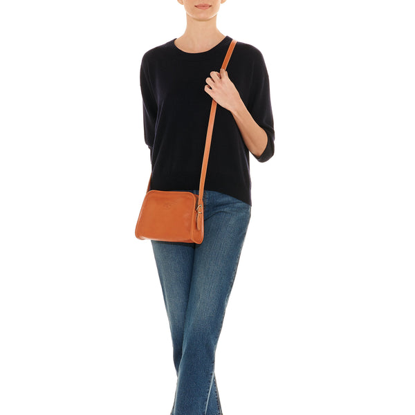 Women's Crossbody Bag in Leather color Caramel