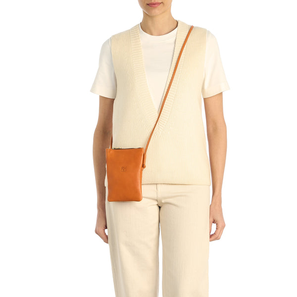 Lisa | Women's crossbody bag in leather color caramel