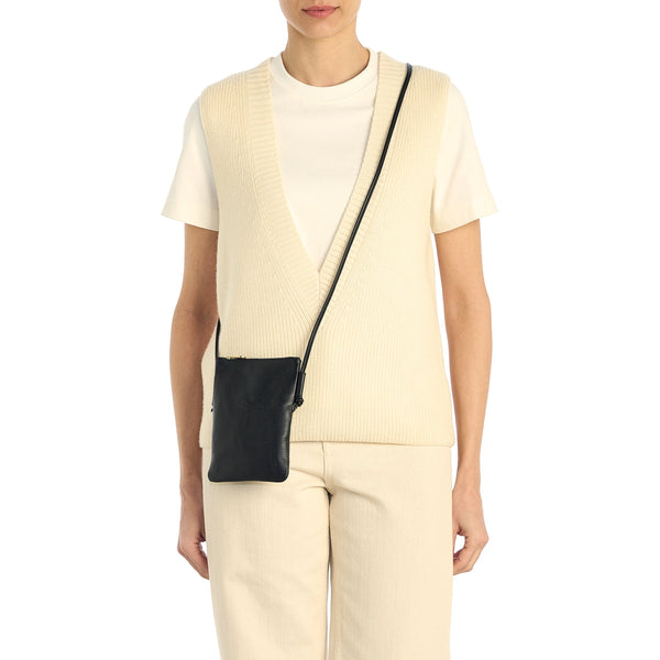 Elisa | Women's crossbody bag in leather color black