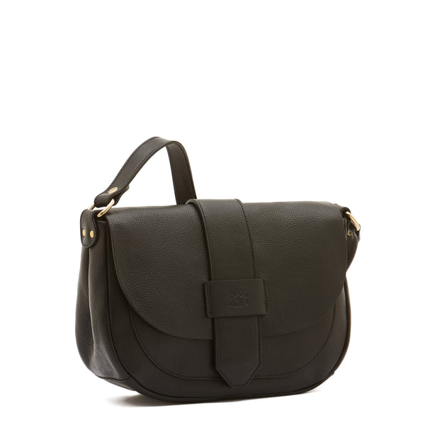 Fausta Medium | Women's crossbody bag in leather color black