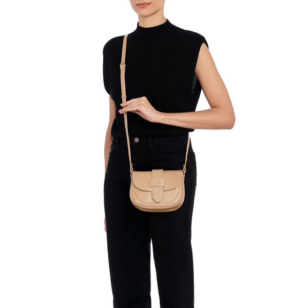 Fausta Small | Women's crossbody bag in leather color caffelatte