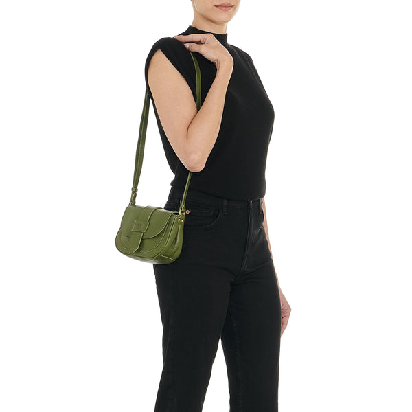 Fausta Small | Women's crossbody bag in leather color cypress