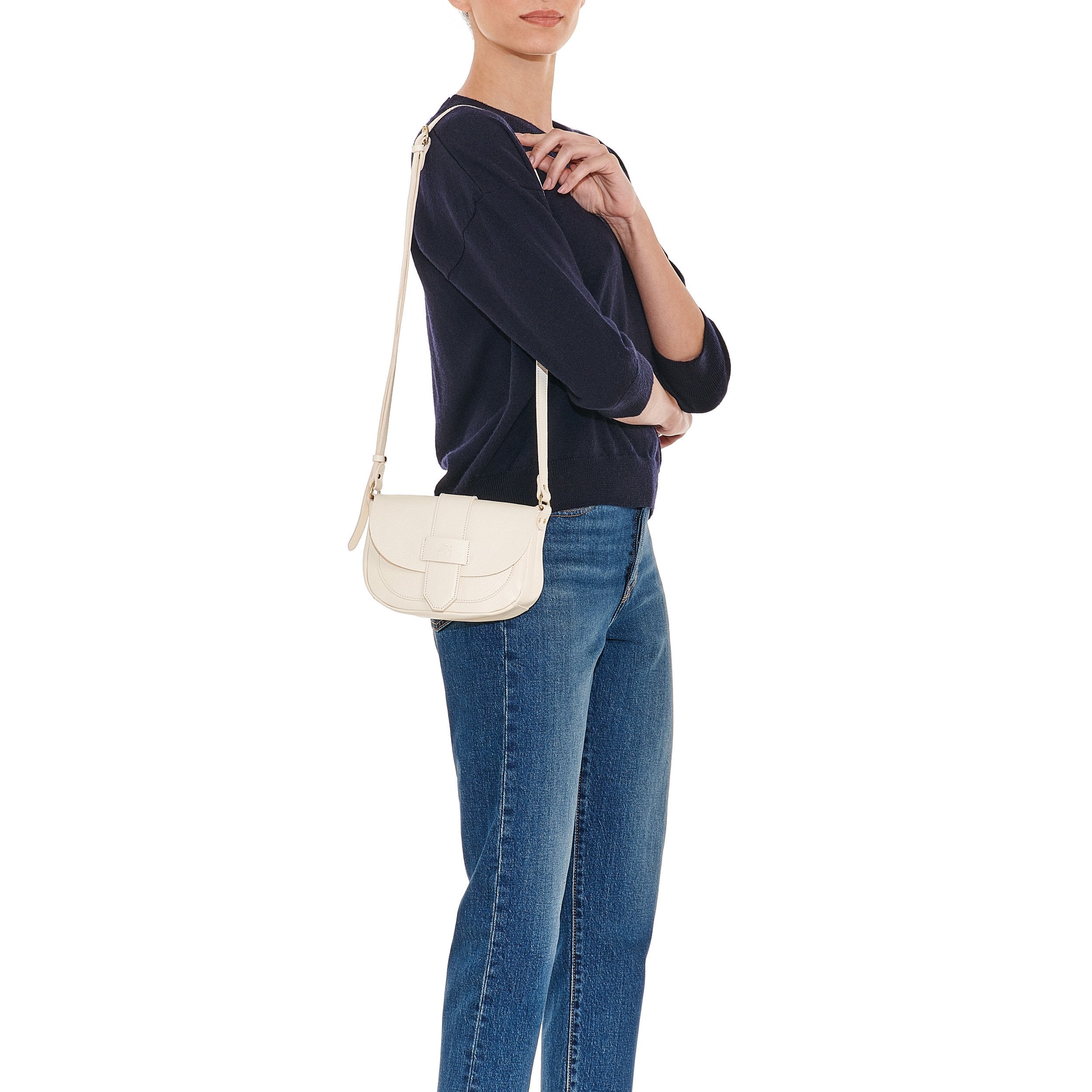 Fausta Small | Women's crossbody bag in leather color milk