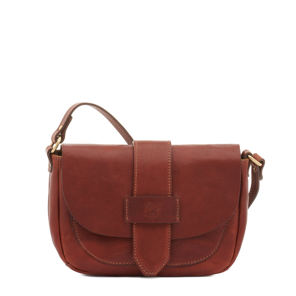 Fausta Small | Women's crossbody bag in vintage leather color sepia — 
front view
 — 1 of 2