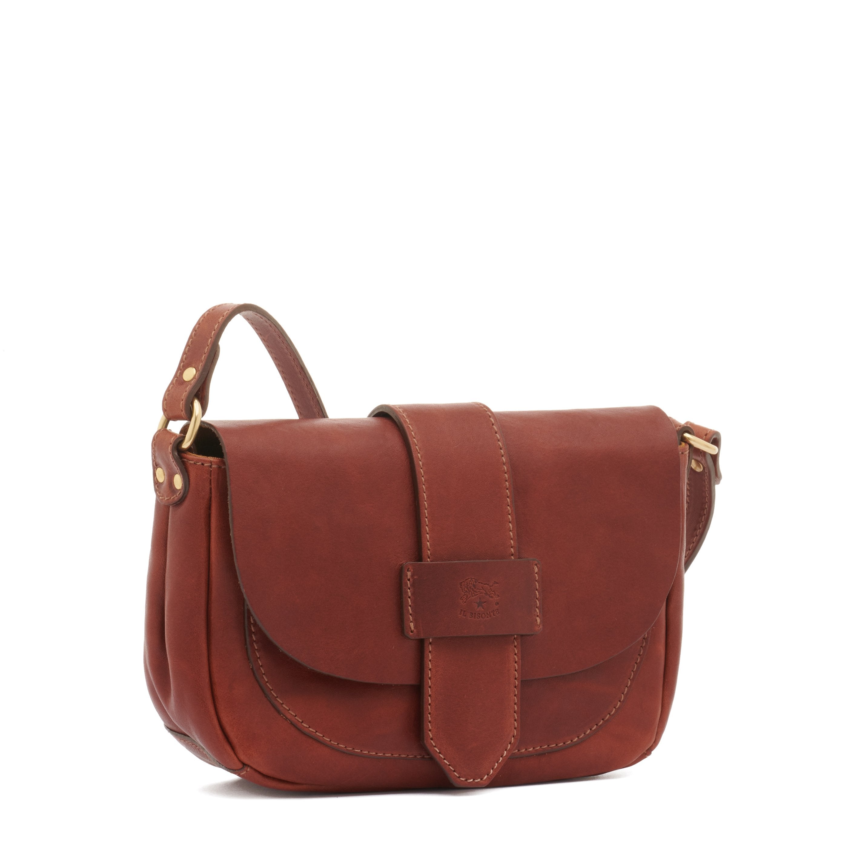 Fausta Small | Women's crossbody bag in vintage leather color sepia — 
side view
 — 2 of 2
