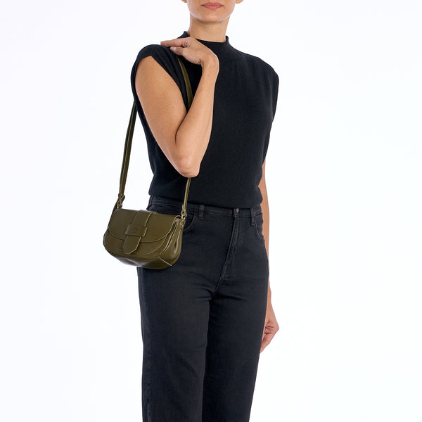 Fausta Small | Women's crossbody bag in leather color rugiada green